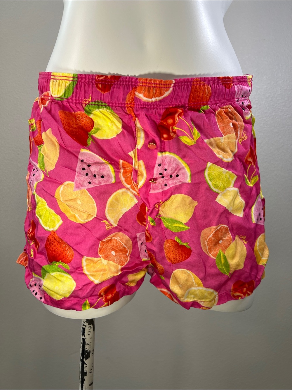 PINK Victoria's Secret Bright Pink Fruit Shorts MEDIUM